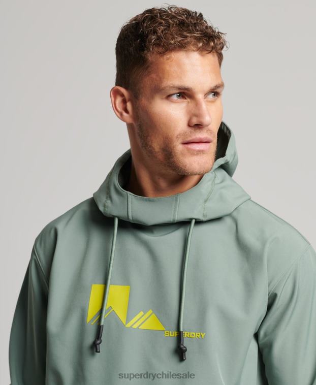 hombres Superdry verde sudadera con capucha de tecnología de nieve 2R68Z575