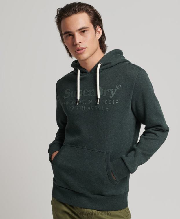 hombres Superdry verde sudadera con capucha del mismo tono 2R68Z5212