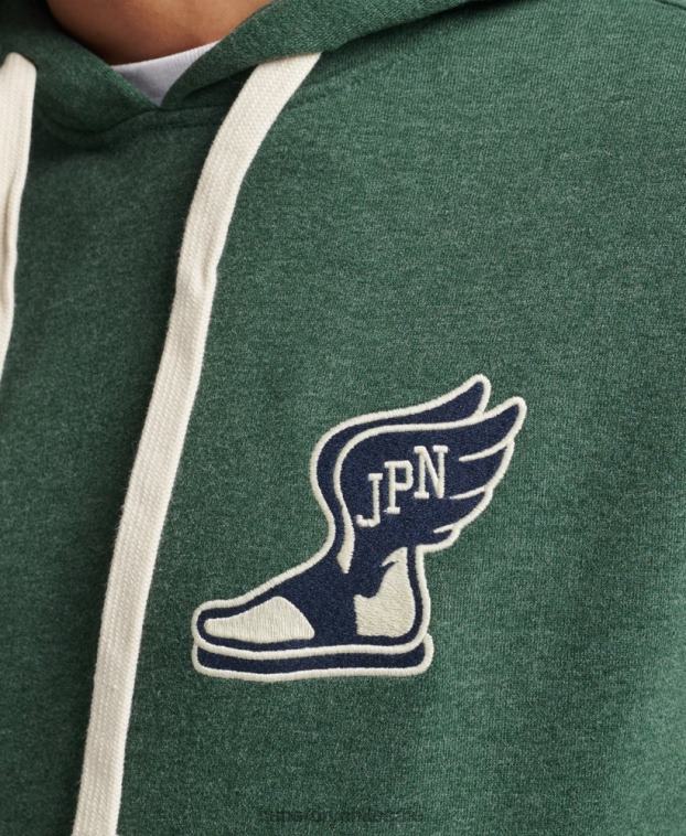 hombres Superdry verde sudadera con capucha universitaria estilo script vintage 2R68Z5164