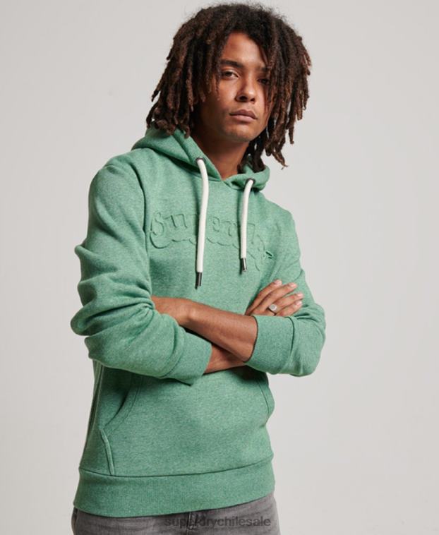 hombres Superdry verde sudadera con capucha vintage cooper class en relieve 2R68Z691