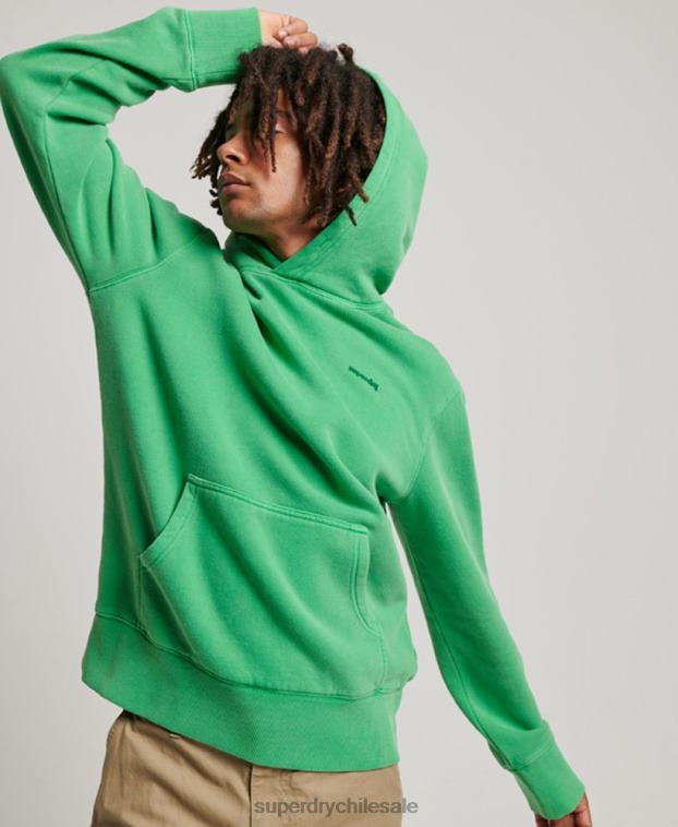 hombres Superdry verde sudadera con capucha vintage lavada 2R68Z470