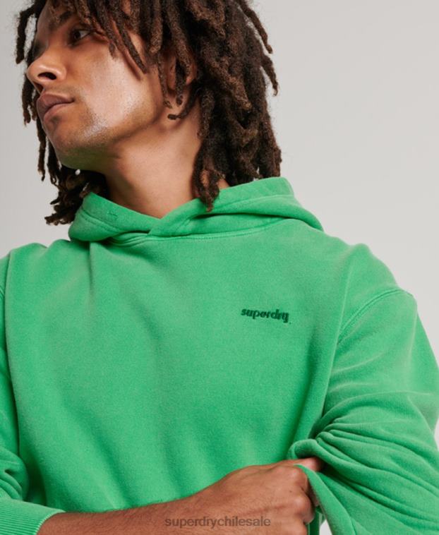 hombres Superdry verde sudadera con capucha vintage lavada 2R68Z470
