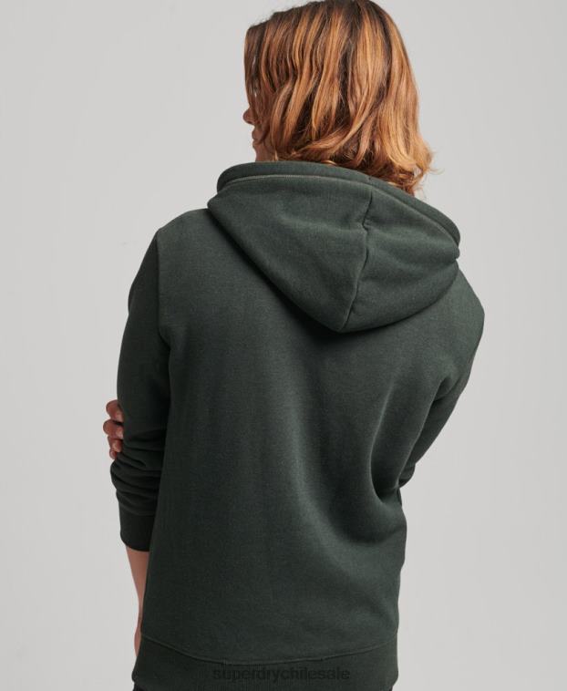 hombres Superdry verde sudadera con capucha y cremallera de algodón orgánico con logo vintage bordado 2R68Z525