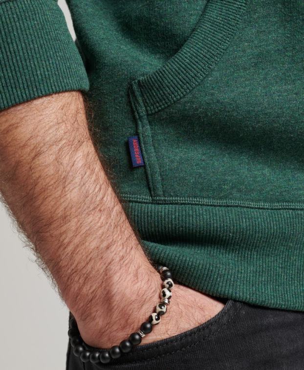 hombres Superdry verde sudadera con capucha y cremallera de algodón orgánico con logo vintage bordado 2R68Z710
