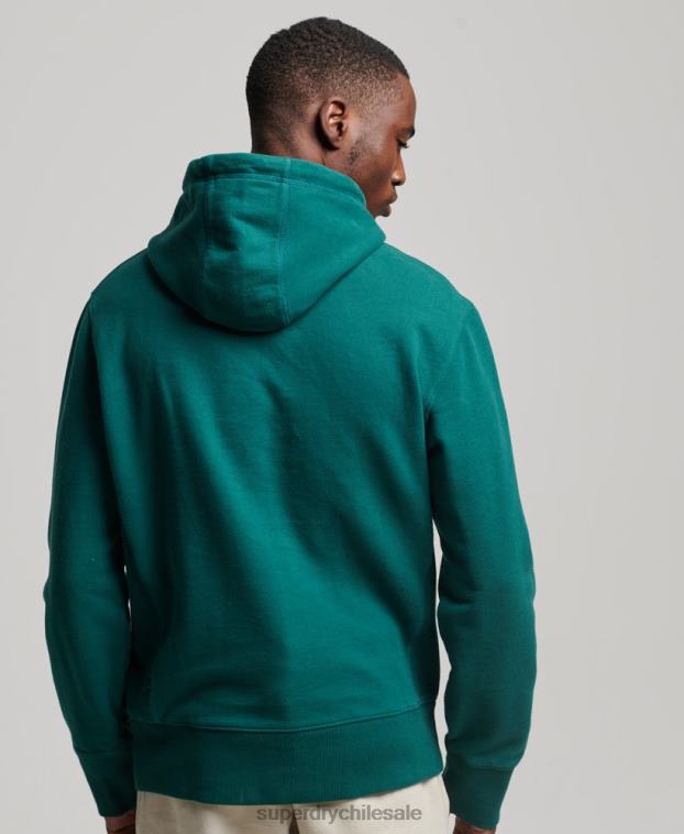 hombres Superdry verde sudadera con capucha y logo 2R68Z482