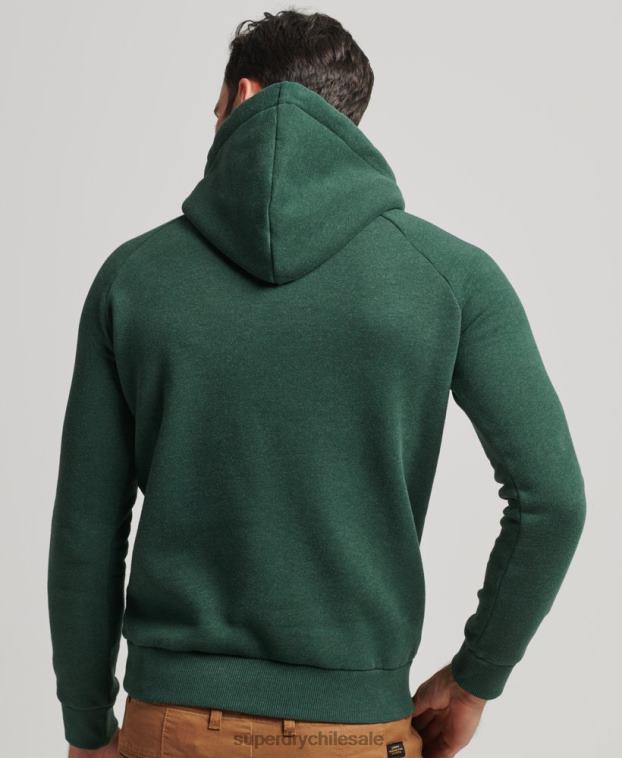 hombres Superdry verde sudadera con capucha y logo de raya en la manga cali 2R68Z879