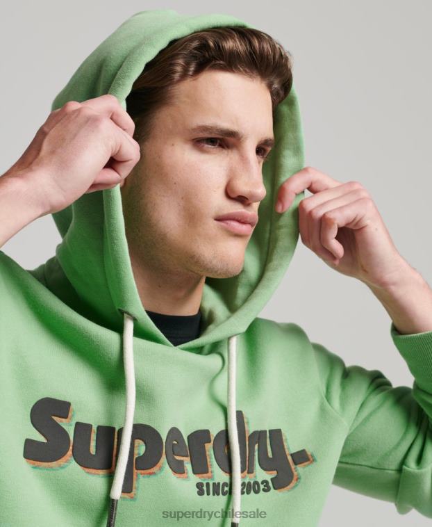 hombres Superdry verde sudadera con capucha y logo de terreno 2R68Z38