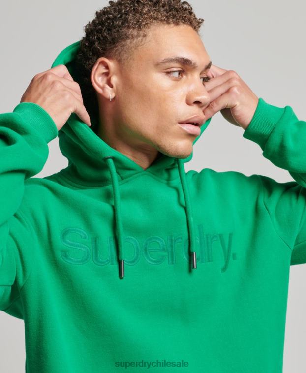 hombres Superdry verde sudadera con capucha y logo del mismo tono bordado 2R68Z5177