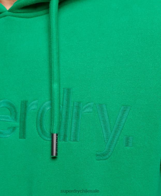 hombres Superdry verde sudadera con capucha y logo del mismo tono bordado 2R68Z5177