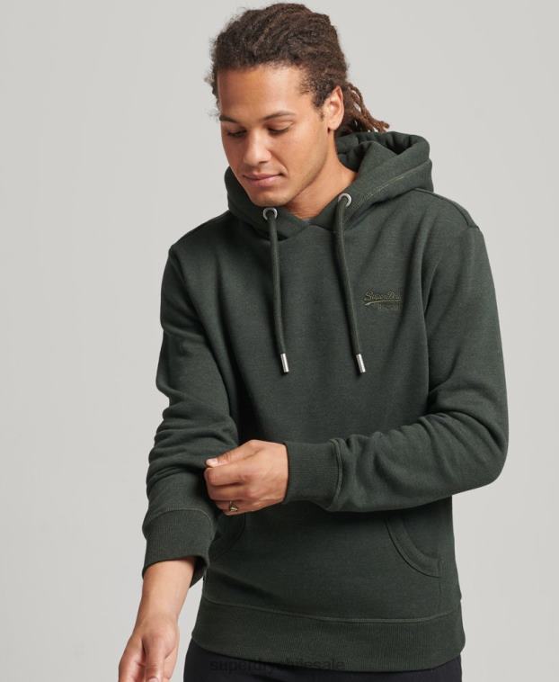 hombres Superdry verde sudadera con capucha y logo esencial de algodón orgánico 2R68Z5081