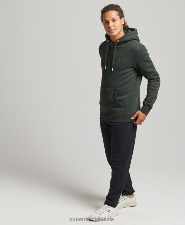 hombres Superdry verde sudadera con capucha y logo esencial de algodón orgánico 2R68Z5081