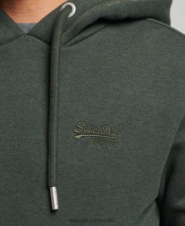 hombres Superdry verde sudadera con capucha y logo esencial de algodón orgánico 2R68Z5081