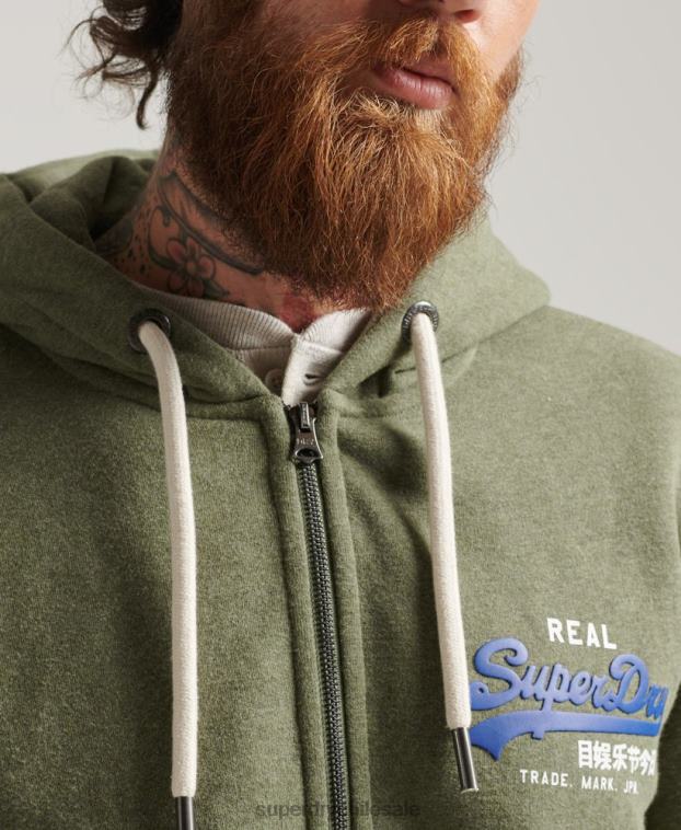 hombres Superdry verde sudadera con capucha y logo gráfico clásico 2R68Z5121
