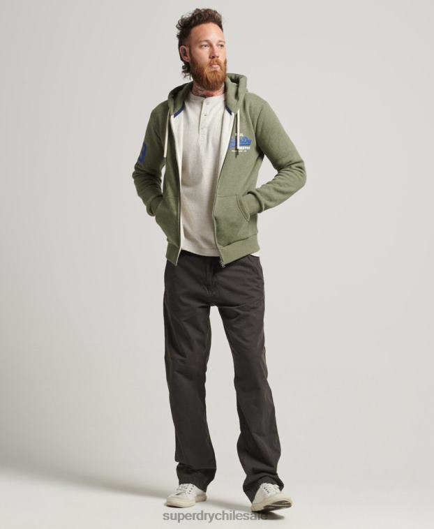 hombres Superdry verde sudadera con capucha y logo gráfico clásico 2R68Z5121