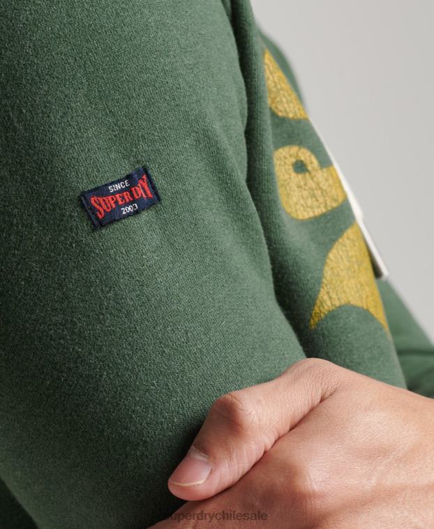 hombres Superdry verde sudadera con capucha y logo vintage 2R68Z484