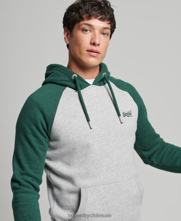 hombres Superdry verde sudadera con capucha y logo vintage 2R68Z576