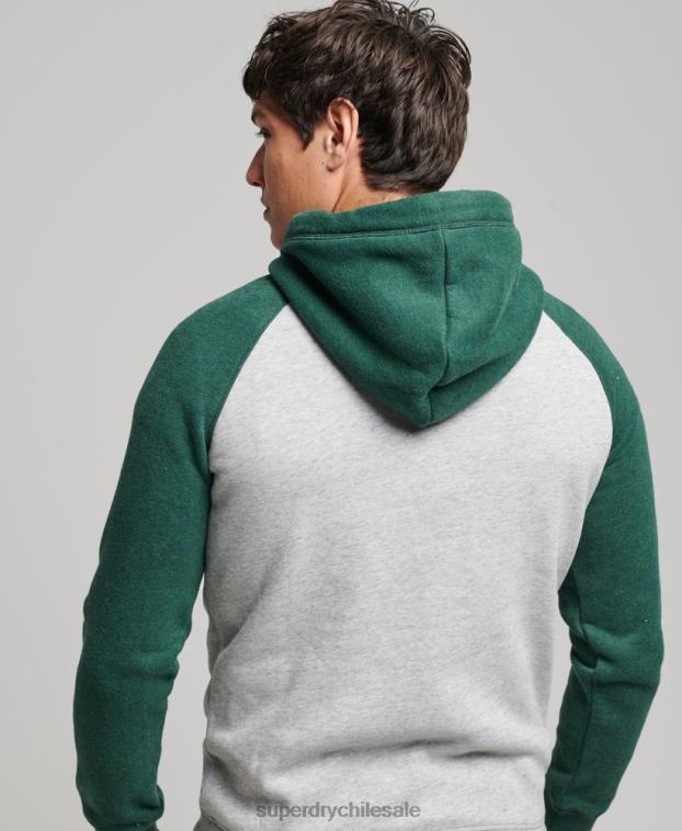 hombres Superdry verde sudadera con capucha y logo vintage 2R68Z576