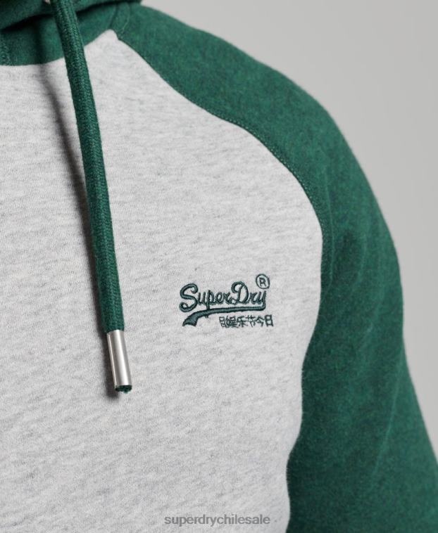 hombres Superdry verde sudadera con capucha y logo vintage 2R68Z576
