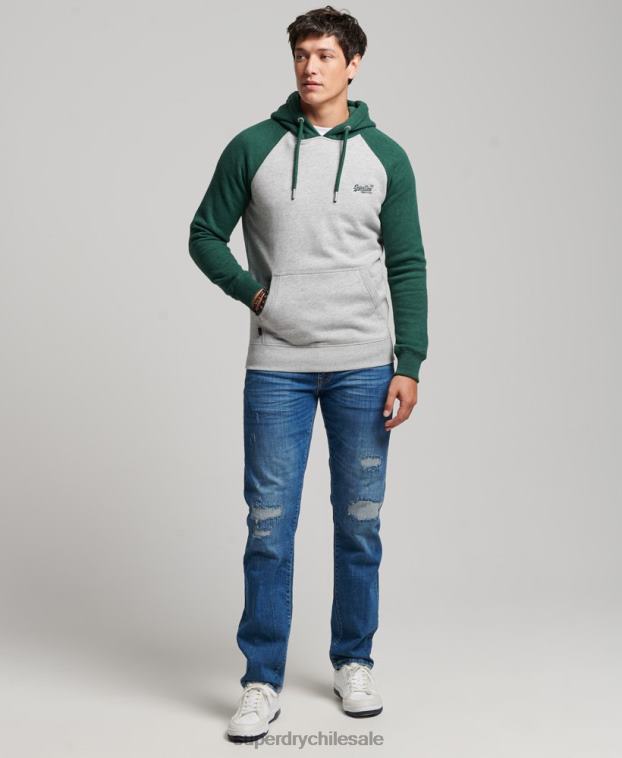 hombres Superdry verde sudadera con capucha y logo vintage 2R68Z576