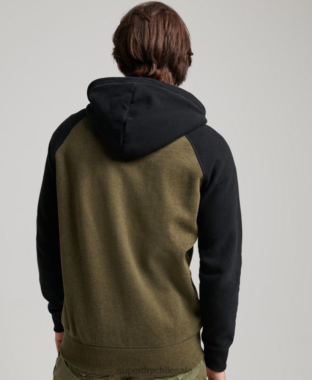 hombres Superdry verde sudadera con capucha y logo vintage bordado 2R68Z723