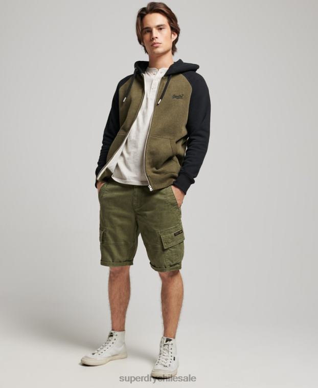 hombres Superdry verde sudadera con capucha y logo vintage bordado 2R68Z723
