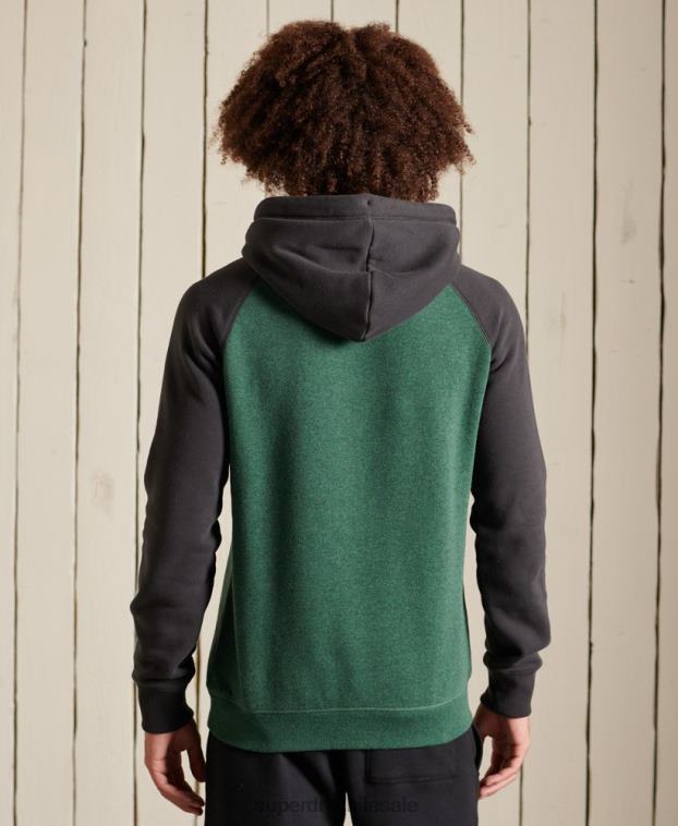 hombres Superdry verde sudadera con capucha y logo vintage bordado 2R68Z833