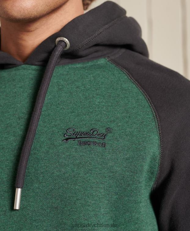 hombres Superdry verde sudadera con capucha y logo vintage bordado 2R68Z833