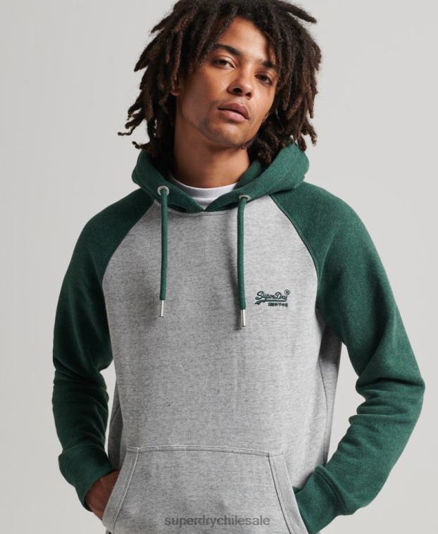 hombres Superdry verde sudadera con capucha y logo vintage de algodón orgánico 2R68Z547