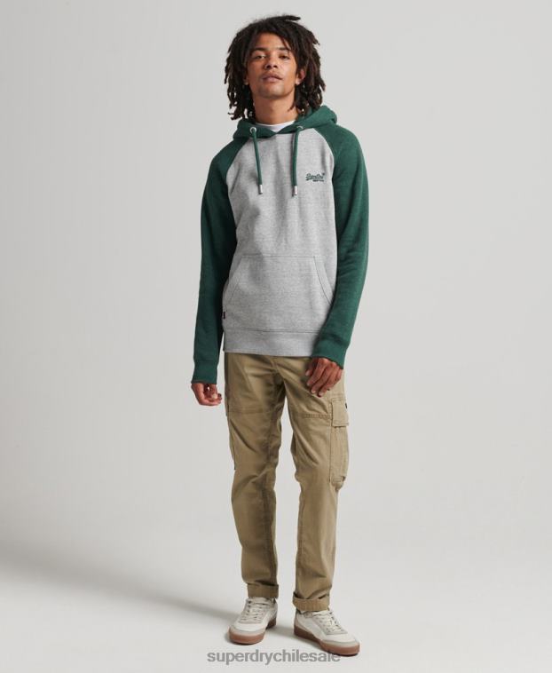 hombres Superdry verde sudadera con capucha y logo vintage de algodón orgánico 2R68Z547