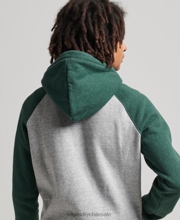 hombres Superdry verde sudadera con capucha y logo vintage de algodón orgánico 2R68Z547