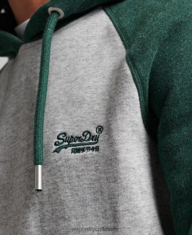 hombres Superdry verde sudadera con capucha y logo vintage de algodón orgánico 2R68Z547
