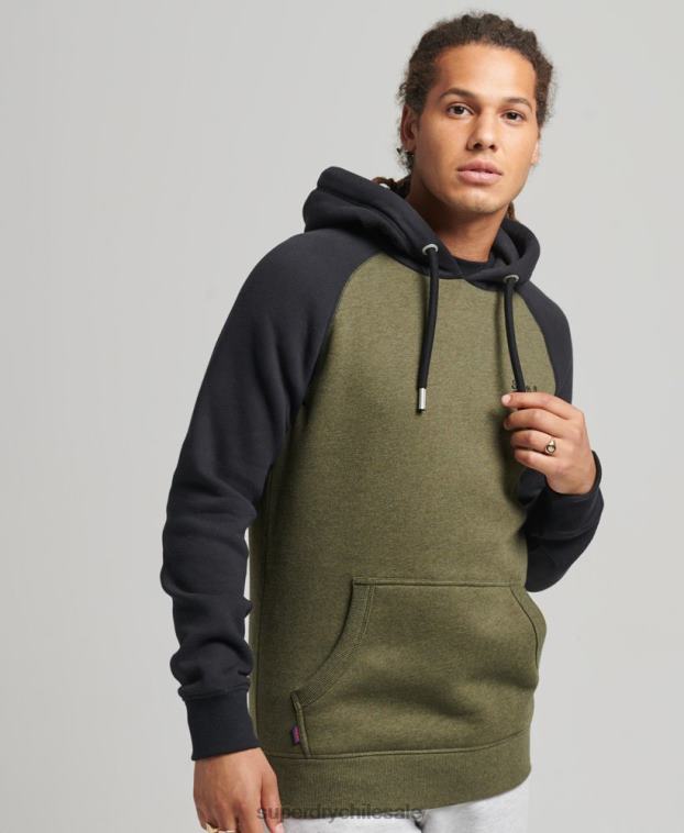 hombres Superdry verde sudadera con capucha y logo vintage de algodón orgánico 2R68Z696