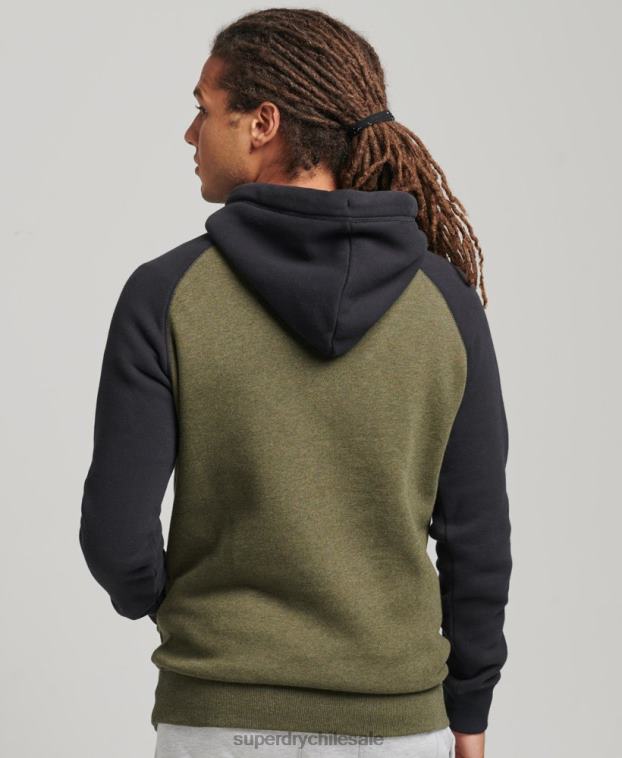 hombres Superdry verde sudadera con capucha y logo vintage de algodón orgánico 2R68Z696