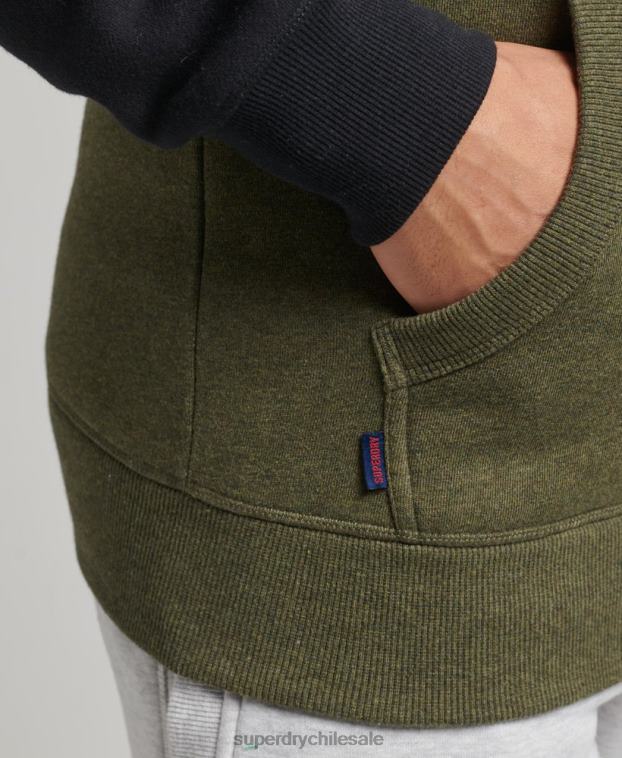 hombres Superdry verde sudadera con capucha y logo vintage de algodón orgánico 2R68Z696