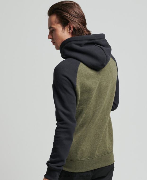 hombres Superdry verde sudadera con capucha y logo vintage de algodón orgánico 2R68Z745
