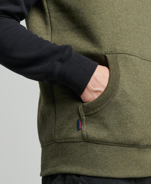 hombres Superdry verde sudadera con capucha y logo vintage de algodón orgánico 2R68Z745
