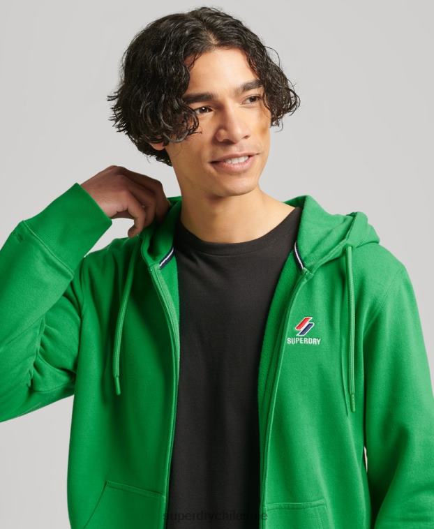 hombres Superdry verde sudadera con cremallera code essential 2R68Z5128