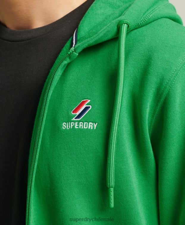 hombres Superdry verde sudadera con cremallera code essential 2R68Z5128