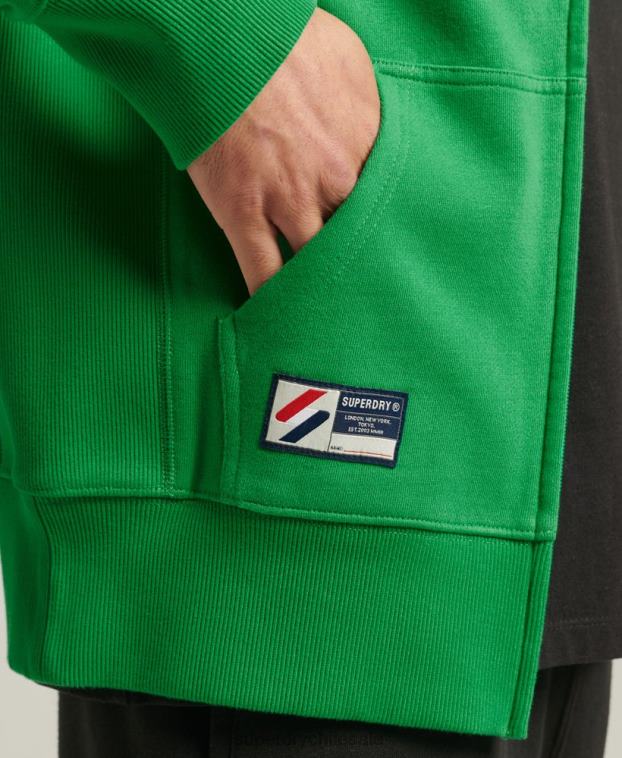 hombres Superdry verde sudadera con cremallera code essential 2R68Z5128