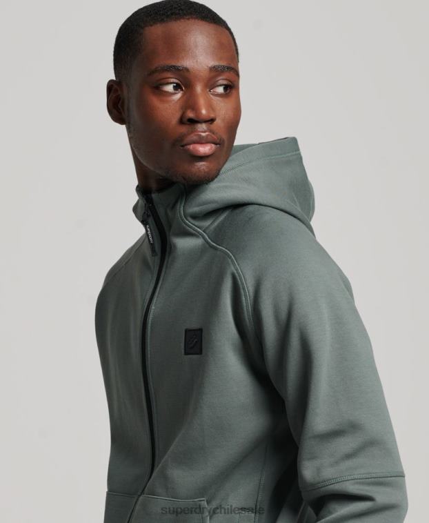 hombres Superdry verde sudadera con cremallera code tech 2R68Z458