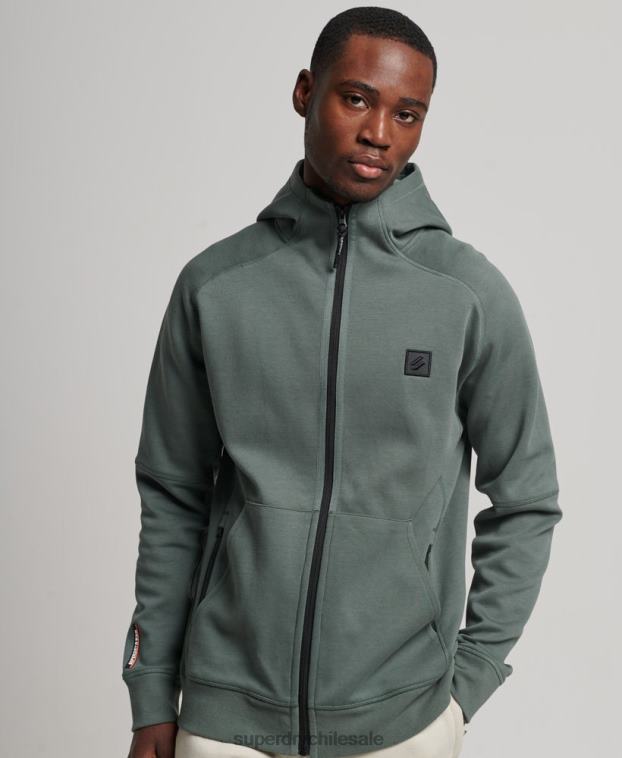 hombres Superdry verde sudadera con cremallera code tech 2R68Z458