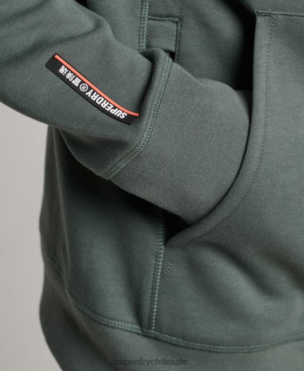 hombres Superdry verde sudadera con cremallera code tech 2R68Z458