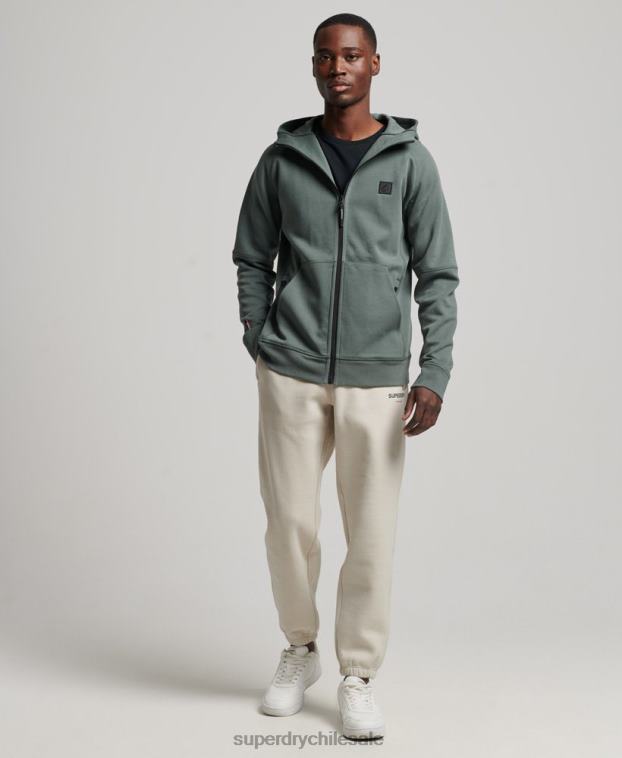 hombres Superdry verde sudadera con cremallera code tech 2R68Z458