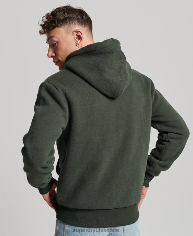 hombres Superdry verde sudadera con cremallera y forro de borreguito esencial 2R68Z5204