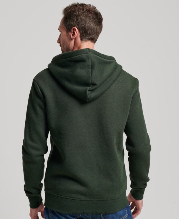 hombres Superdry verde sudadera con cremallera y logo bordado 2R68Z487