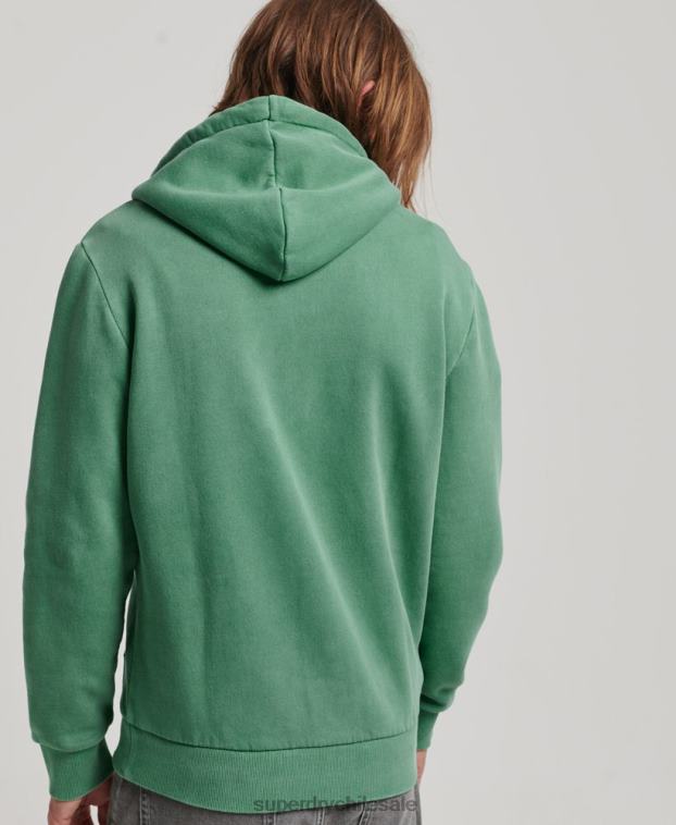 hombres Superdry verde sudadera con cremallera y logo vintage 2R68Z462