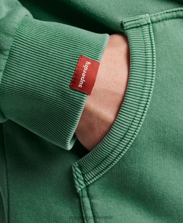 hombres Superdry verde sudadera con cremallera y logo vintage 2R68Z462