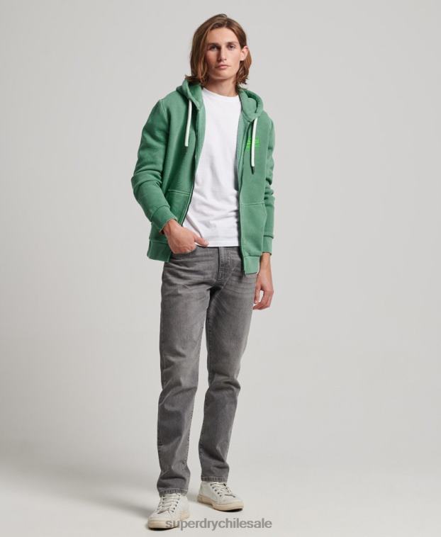 hombres Superdry verde sudadera con cremallera y logo vintage 2R68Z462