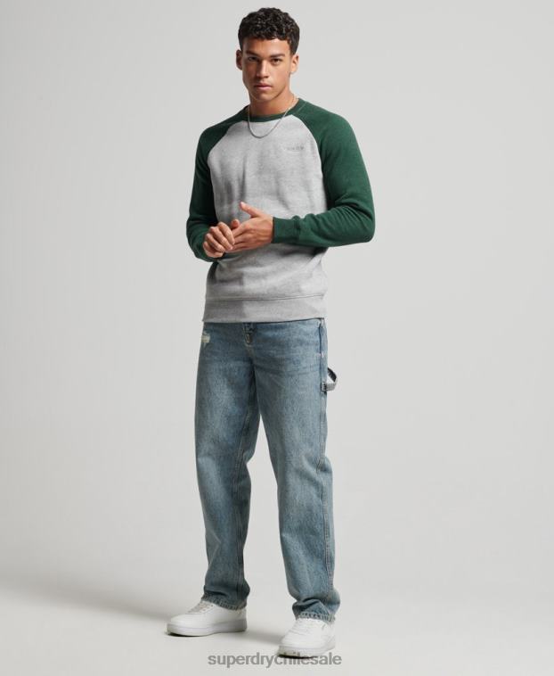 hombres Superdry verde sudadera con cuello redondo 2R68Z788