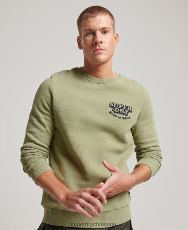 hombres Superdry verde sudadera con cuello redondo clásico cooper vintage 2R68Z736